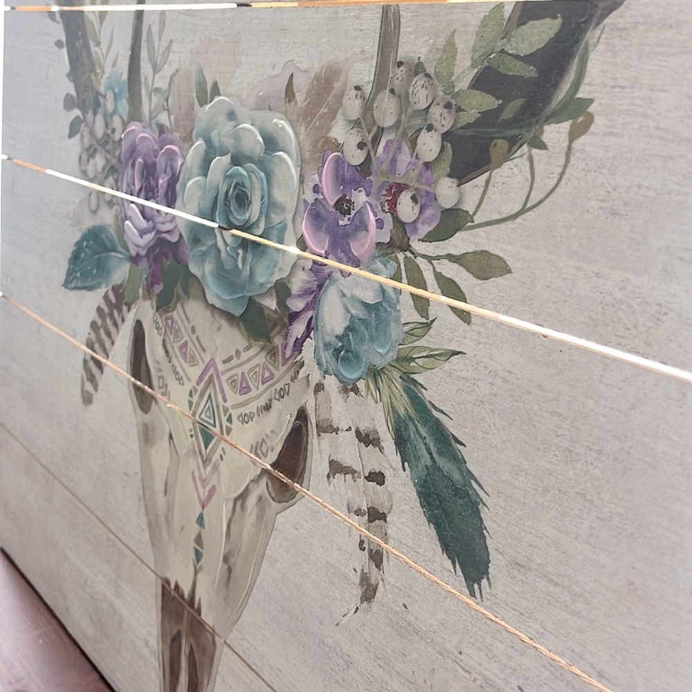 Floral Cow Skull Wall Art Decor